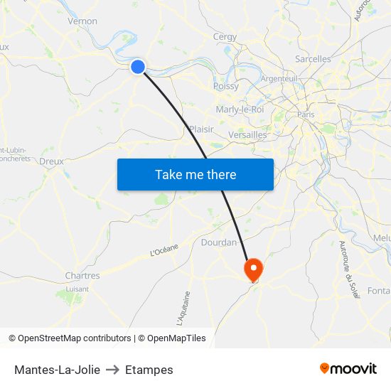 Mantes-La-Jolie to Etampes map