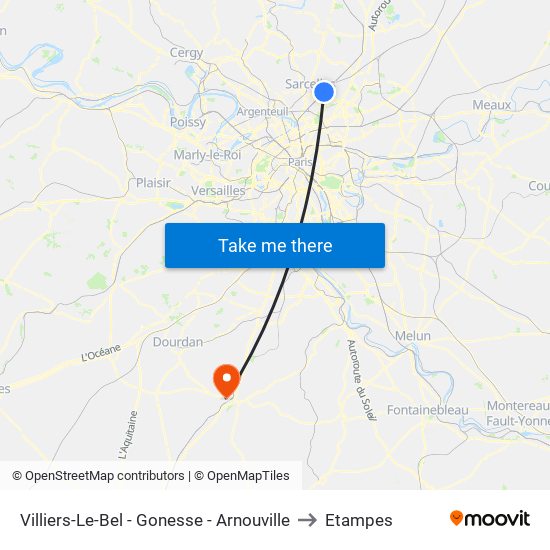 Villiers-Le-Bel - Gonesse - Arnouville to Etampes map