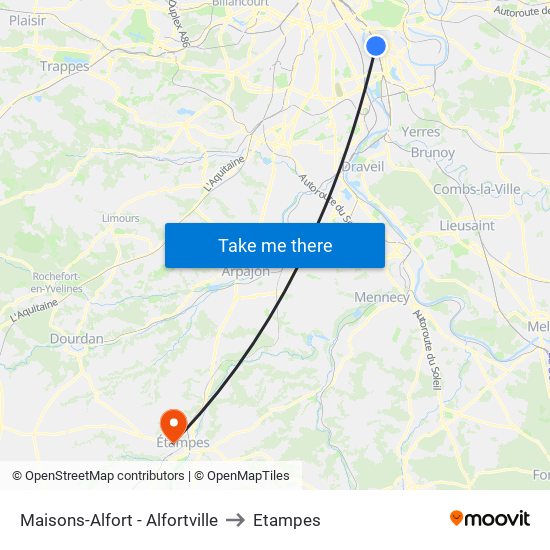 Maisons-Alfort - Alfortville to Etampes map