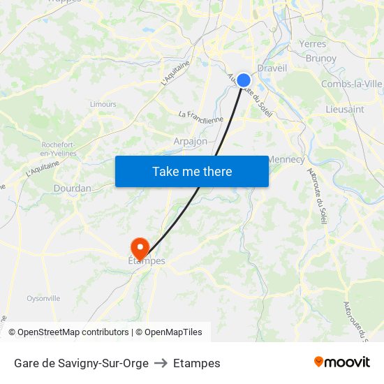 Gare de Savigny-Sur-Orge to Etampes map