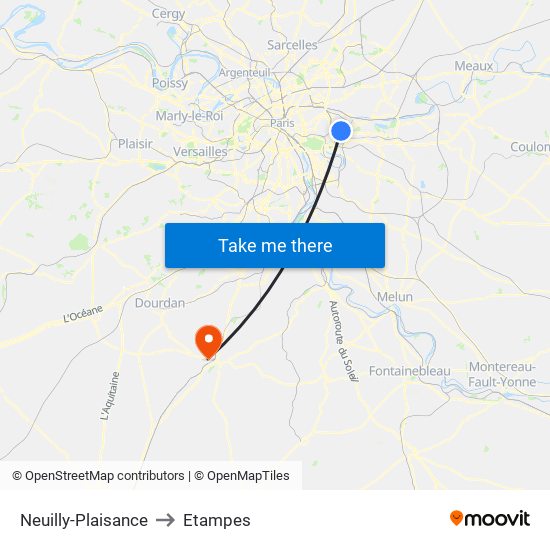 Neuilly-Plaisance to Etampes map