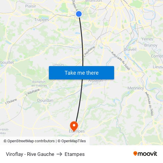 Viroflay - Rive Gauche to Etampes map