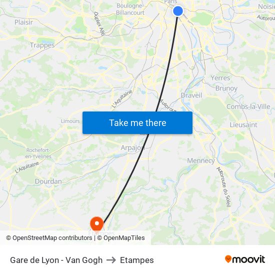 Gare de Lyon - Van Gogh to Etampes map
