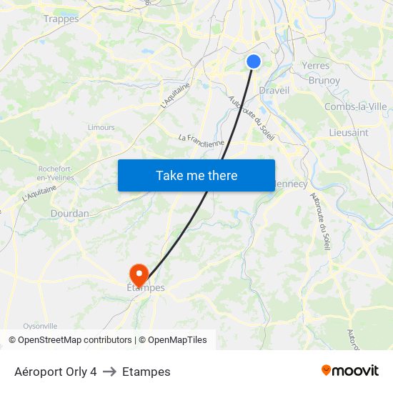 Aéroport Orly 4 to Etampes map