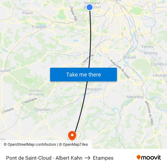Pont de Saint-Cloud - Albert Kahn to Etampes map