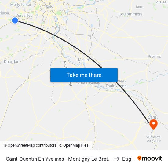 Saint-Quentin En Yvelines - Montigny-Le-Bretonneux to Etigny map