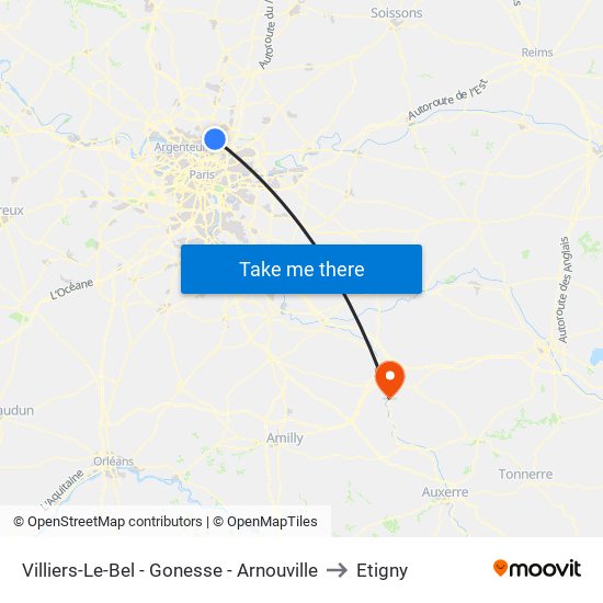 Villiers-Le-Bel - Gonesse - Arnouville to Etigny map