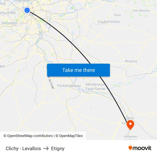 Clichy - Levallois to Etigny map