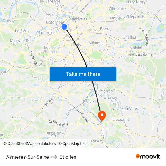 Asnieres-Sur-Seine to Etiolles map
