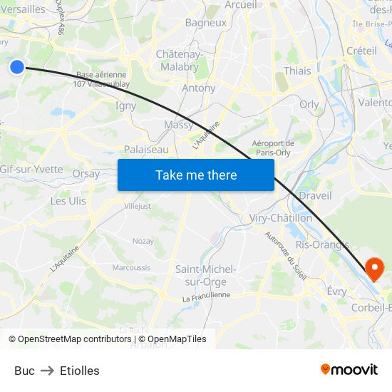 Buc to Etiolles map