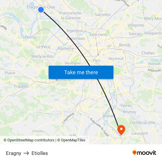 Eragny to Etiolles map