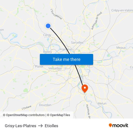 Grisy-Les-Platres to Etiolles map