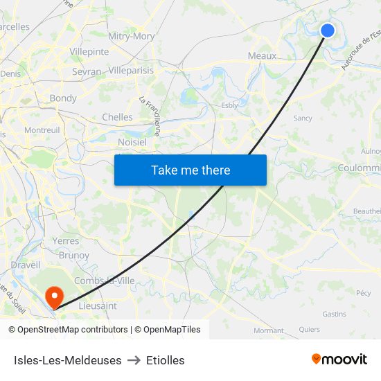 Isles-Les-Meldeuses to Etiolles map