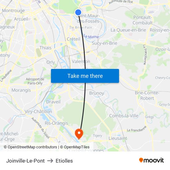 Joinville-Le-Pont to Etiolles map