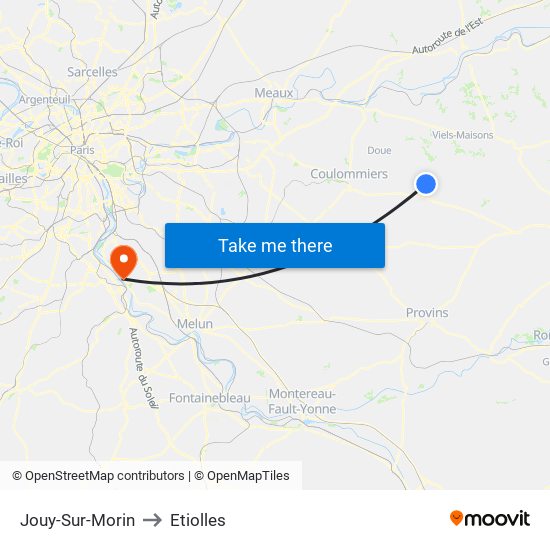 Jouy-Sur-Morin to Etiolles map