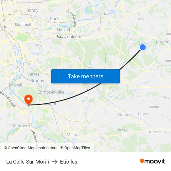 La Celle-Sur-Morin to Etiolles map