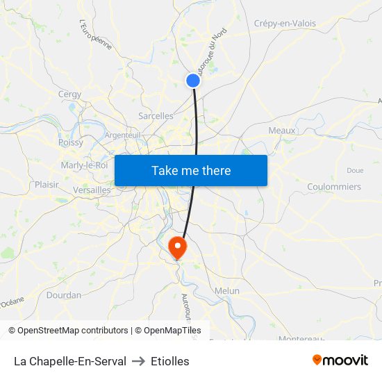 La Chapelle-En-Serval to Etiolles map