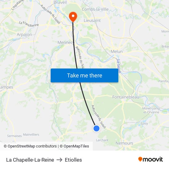 La Chapelle-La-Reine to Etiolles map