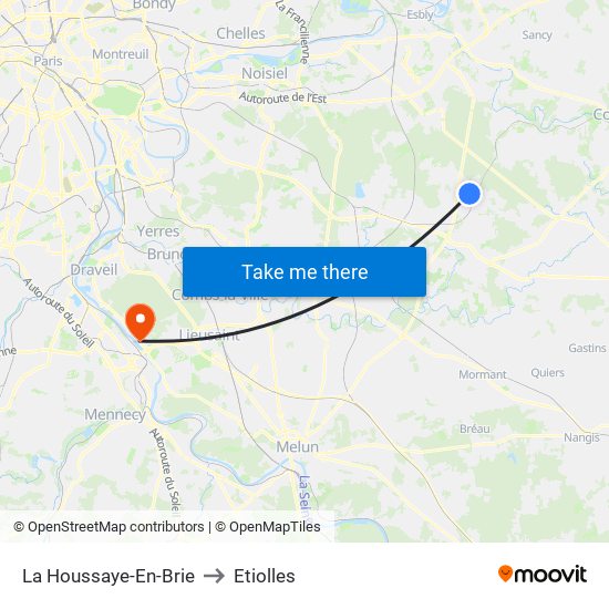 La Houssaye-En-Brie to Etiolles map