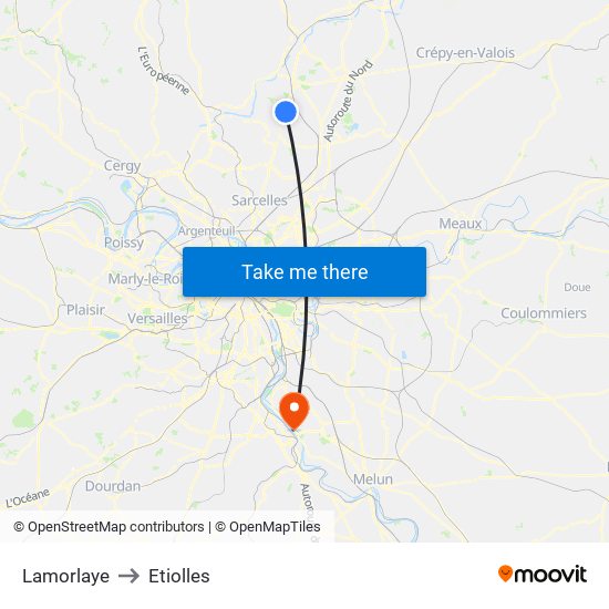 Lamorlaye to Etiolles map