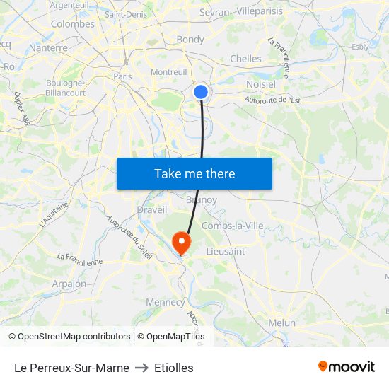 Le Perreux-Sur-Marne to Etiolles map