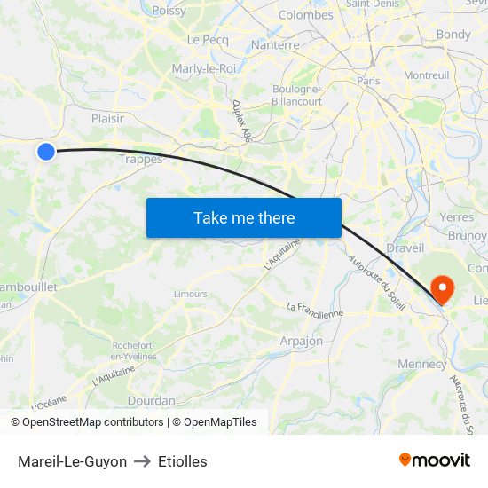 Mareil-Le-Guyon to Etiolles map