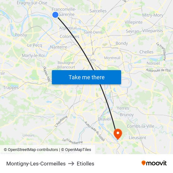 Montigny-Les-Cormeilles to Etiolles map