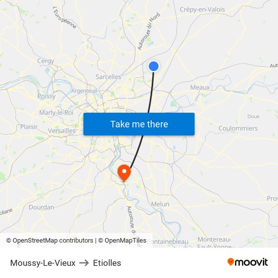 Moussy-Le-Vieux to Etiolles map