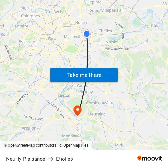 Neuilly-Plaisance to Etiolles map