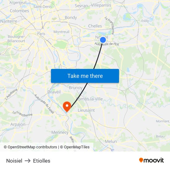 Noisiel to Etiolles map