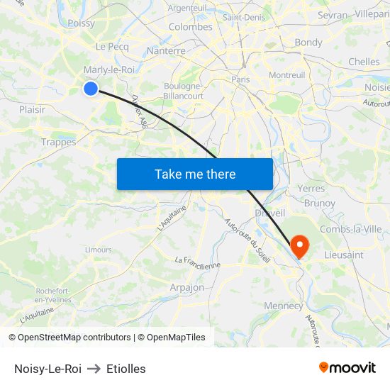 Noisy-Le-Roi to Etiolles map