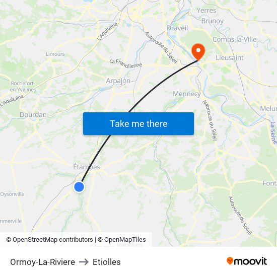 Ormoy-La-Riviere to Etiolles map