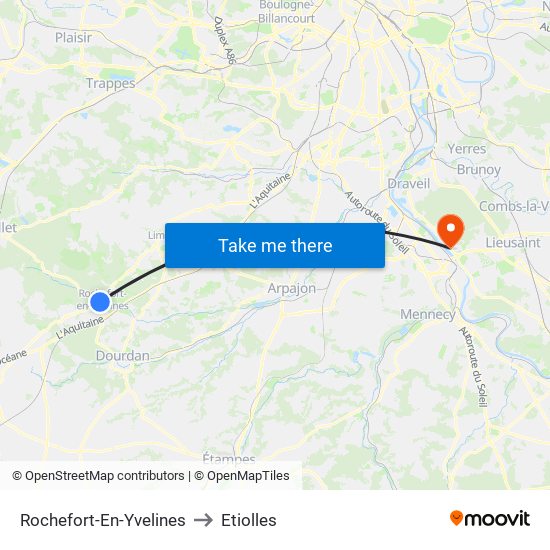 Rochefort-En-Yvelines to Etiolles map