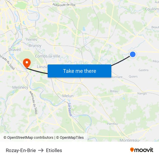 Rozay-En-Brie to Etiolles map