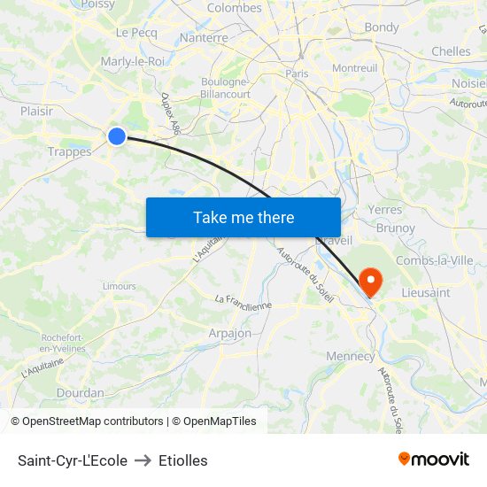 Saint-Cyr-L'Ecole to Etiolles map