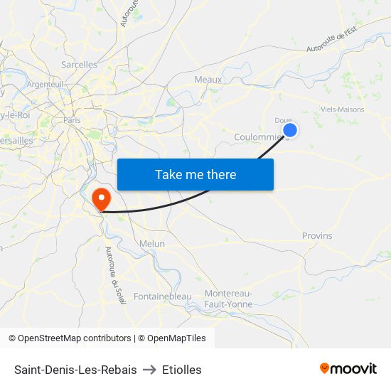 Saint-Denis-Les-Rebais to Etiolles map