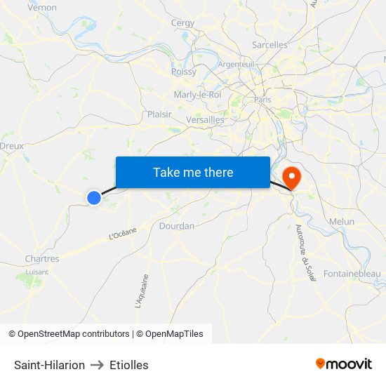 Saint-Hilarion to Etiolles map