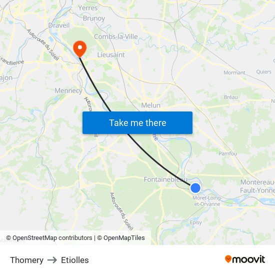 Thomery to Etiolles map