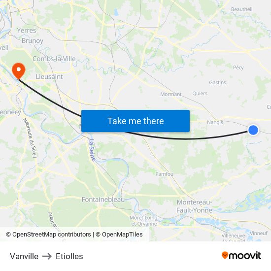 Vanville to Etiolles map