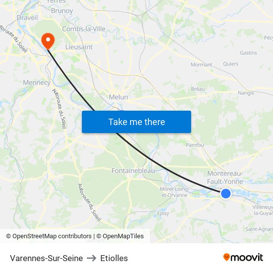 Varennes-Sur-Seine to Etiolles map