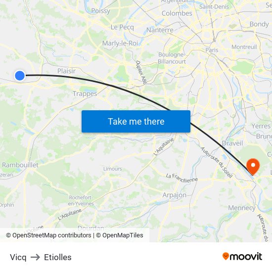 Vicq to Etiolles map