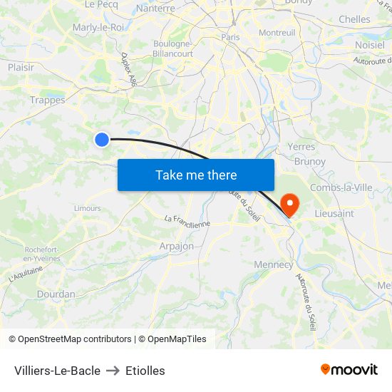 Villiers-Le-Bacle to Etiolles map