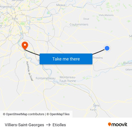 Villiers-Saint-Georges to Etiolles map