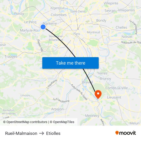 Rueil-Malmaison to Etiolles map