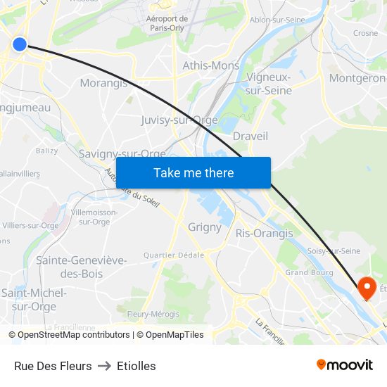 Rue Des Fleurs to Etiolles map