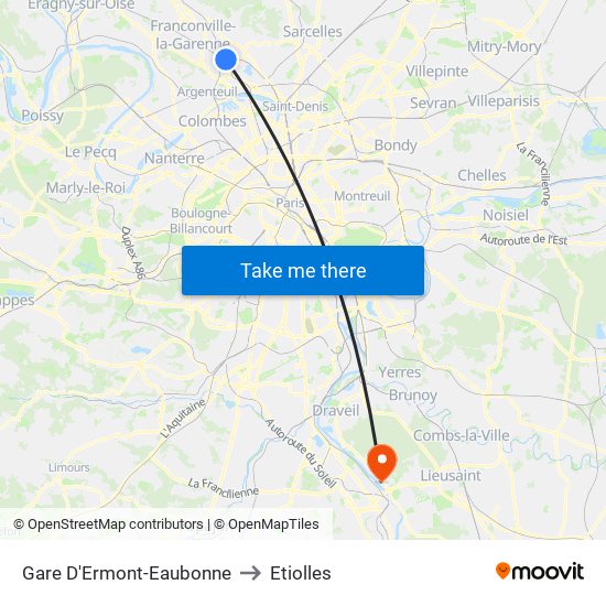 Gare D'Ermont-Eaubonne to Etiolles map