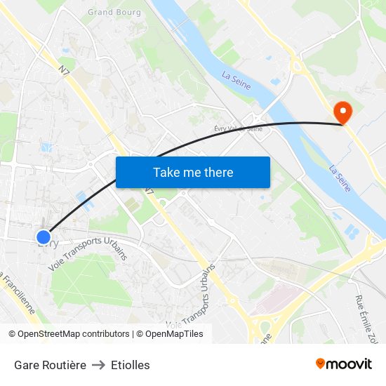 Gare Routière to Etiolles map