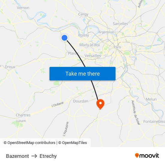 Bazemont to Etrechy map