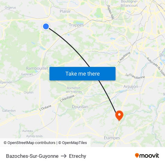 Bazoches-Sur-Guyonne to Etrechy map