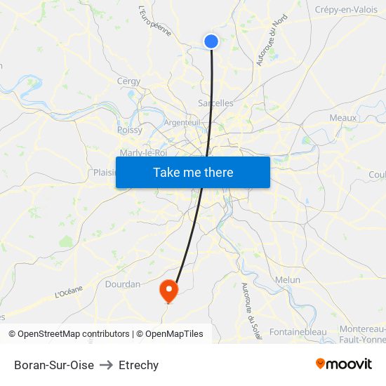 Boran-Sur-Oise to Etrechy map